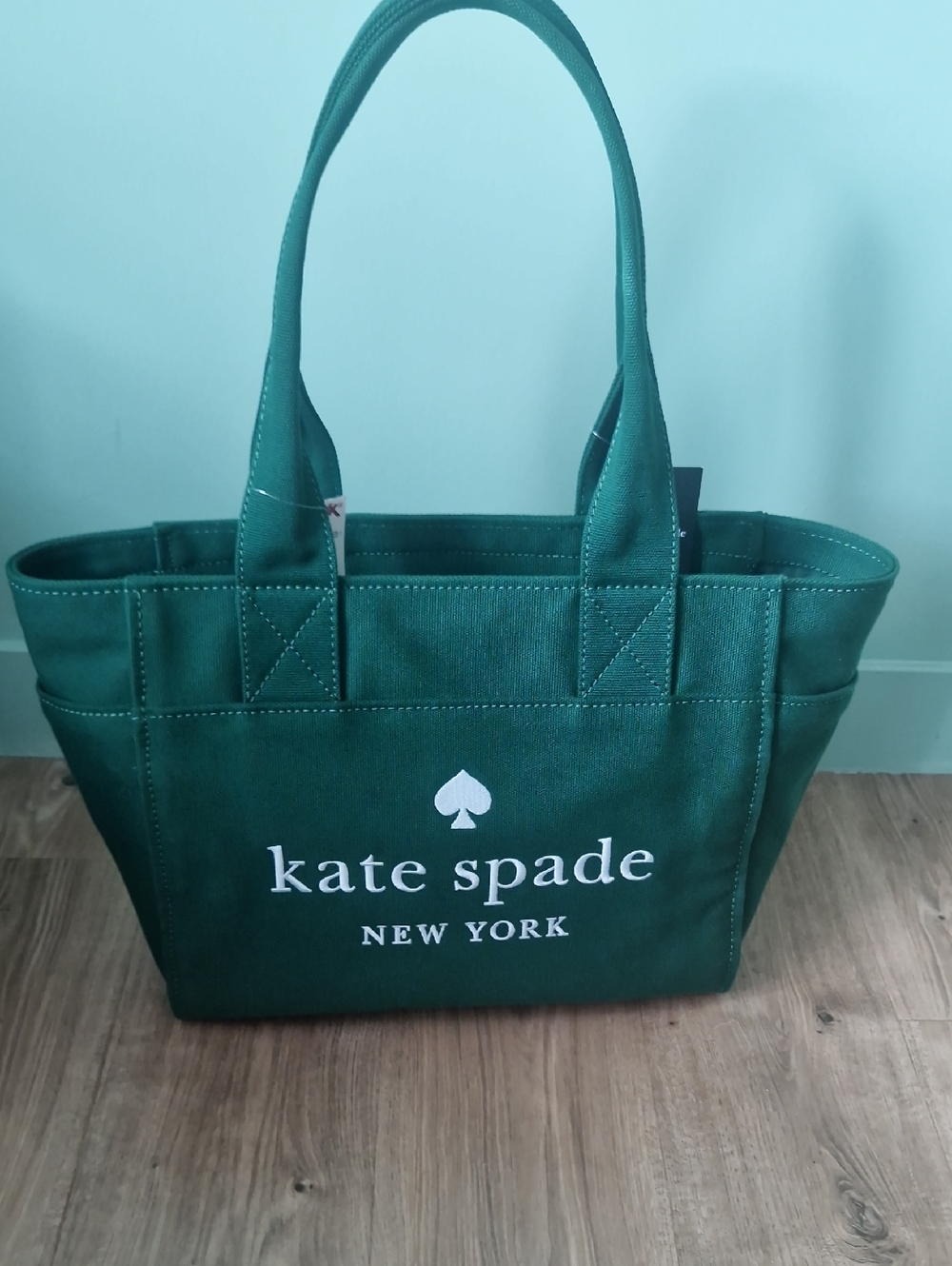 kate spade Large  Green Canvas Tote Bag - Picture 2 of 12
